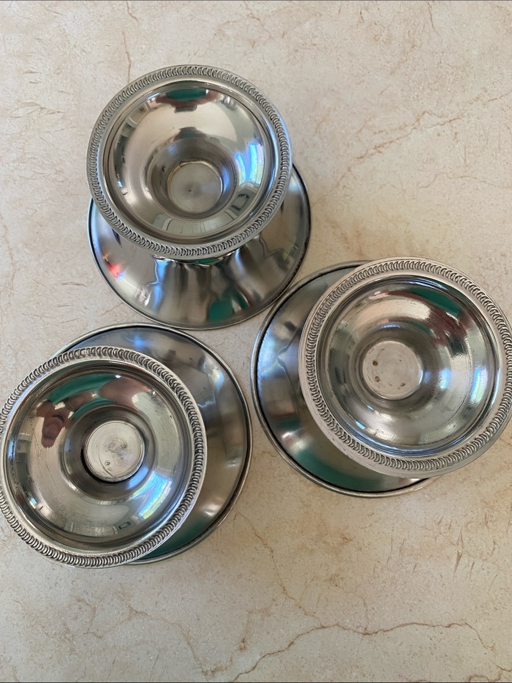 VINTAGE Set of 3 Silver Metal Dessert or serving bowls - Picture 8 of 10